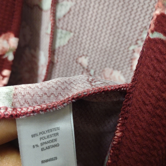 Cute Floral Burgundy Open Front Blazer Jacket Size XL - Picture 3 of 11